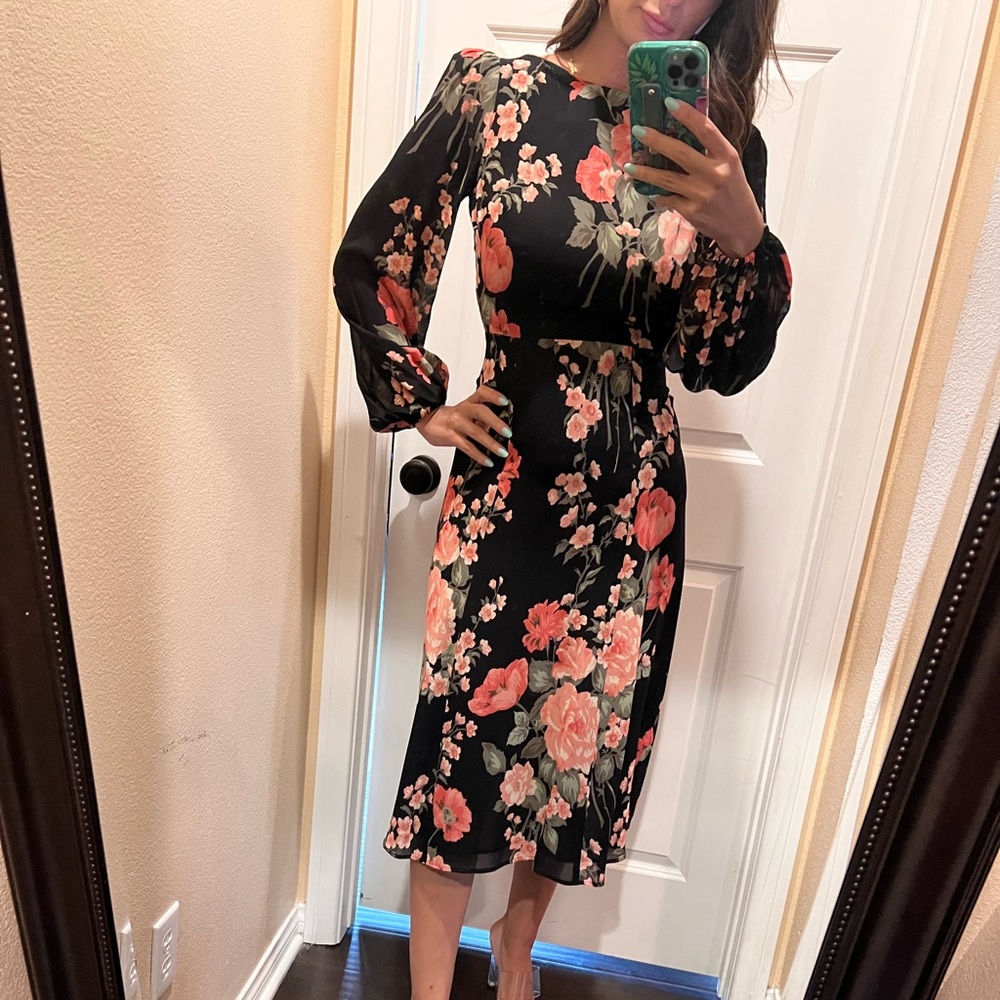 Reformation Luanne Midi in Louise Black Floral - Sz 2